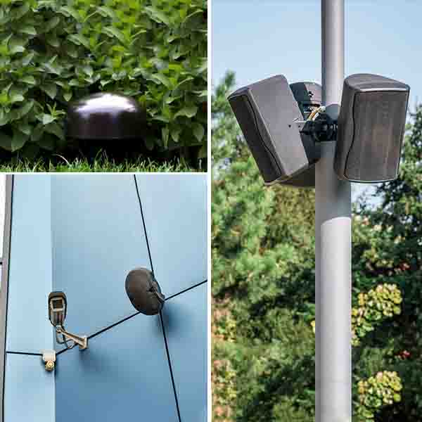 Collage of outdoor speakers