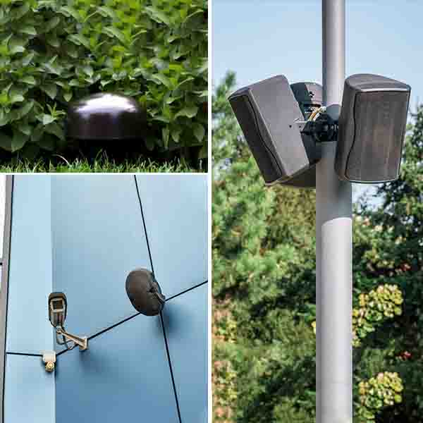 Collage of outdoor speakers