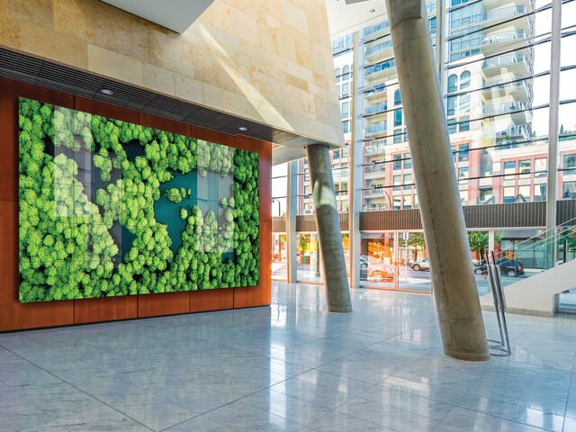 Corporate lobby with a video wall