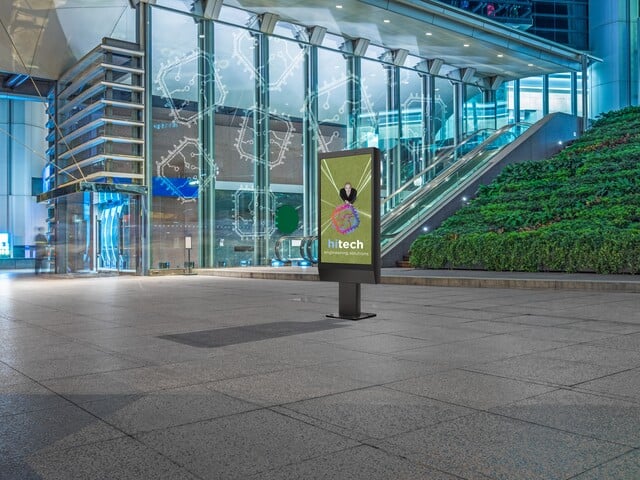 Outdoor digital signage on a retail campus