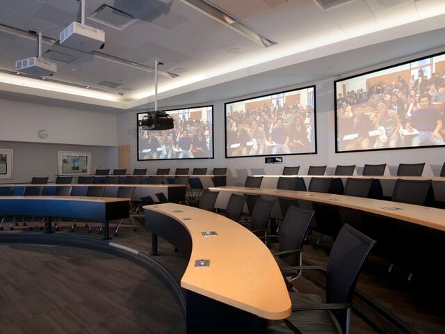 Panorama meeting room with large LED screens