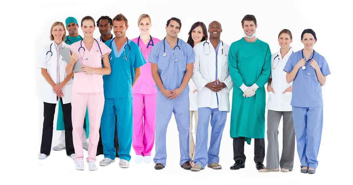 Doctors on white background