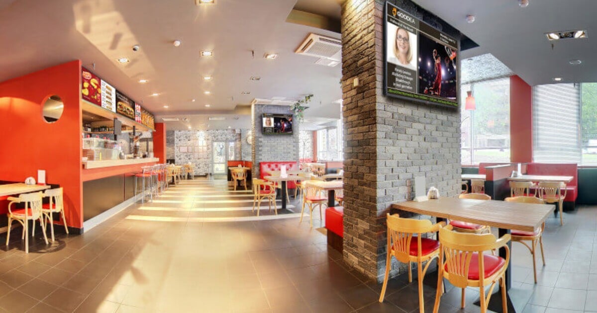 Screens displayed in a Cafeteria