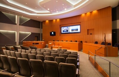 Courthouse auditorium using a digital display