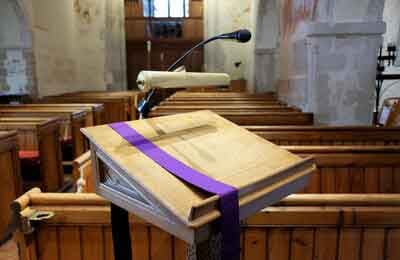 Church Pulpit with microphone for speech enhancement