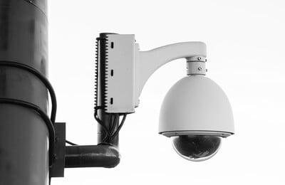 White mounted Surveillance Camera